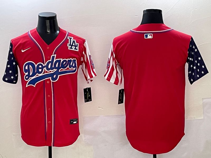 Men Los Angeles Dodgers Blank Red a generation of national flags Joint name 2025 Nike MLB Jersey style 7